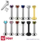 2-10PCs Labret Lip Piercing Bar Stud Ring Zirconia Surgical Steel Body Jewellery