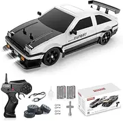 Remote Control Car RC Drift Car 1:16 Scale 4WD 18KM/H High Speed Model Vehicle 2.4GHz with LED Lights Spray Rubber Tire Racing Sport Toy Car for Adults Boys Girls Kids Gift 2Pcs Rechargeable Batteries