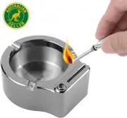 Large Cigarette Ashtray with Permanent Match Lighter, Fancy Metal Ash Tray Set f