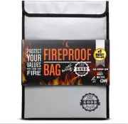 Fireproof Document Bag Legal Size: 15" X 11" [2000°F UL Certified] Protect Birth