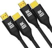 10K 8K 4K HDMI Cable 1.5FT 2-Pack, Ultra High Speed HDMI Braided Cord, Supports 4K/120HZ, 8K/60HZ, 48Gbps DTS:X, HDCP 2.2 & 2.3, HDR 10, 2.1 Short Cable