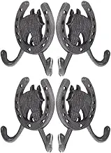Ciieeo 4pcs Horse Wall Hooks Coat Hangers Horse Head Hat Holders Double-Hanger Wall Hook Iron Wall Hook Vintage Horseshoe Hooks