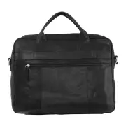 Pierre Cardin Messenger Bag Leather Computer Business Crossbody Briefcase- Black