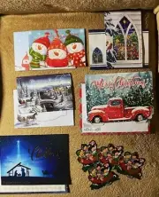 (5) Christmas Cards w/ Matching Envelopes & (4) Paper Ornaments Quoted Scripture
