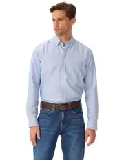 [R.M.Williams] Regular Broadcloth Long Sleeve Shirt in Blue