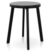Set of 2 - James 46cm Wooden Seat Low Stool - Full Black