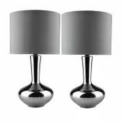 Sherwood Lighting Set of 2 Istanbul Bedside Table Lamp Polished Charcoal