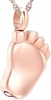 BIAIHQIE Foot Shape Cremation Pendant Necklace, Stainless Steel Memorial Urn Jewelry with 20" Snake Chain