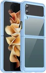 [Eabhulie] Galaxy Z Flip 4 5G Case, Clear PC Back TPU Bumper Case Cover for Samsung Galaxy Z Flip 4 5G Blue