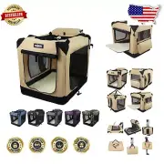 Spacious 42" Soft Dog Crate - Collapsible with Carrying Bag & Removable Bed