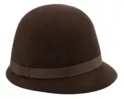 MG Woman's Wool Felt Cloche Hat Brown