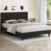 ALFORDSON Bed Frame Queen Double King Single Size High Headboard Charcoal Fabric