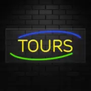 Tours Sign for Business Displays | LED Flex Neon | 32"W x 13"H x 1"D