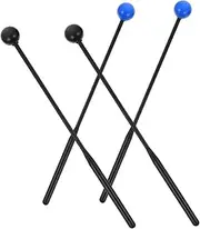 LALADEFIEE 2 Pairs Marimba Mallets Lightweight Rubber Drumsticks for Percussion Easy Grip Xylophone Mallets for Beginners and Black and Blue Color for Stage Performance