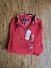 Tommy Hilfiger Red Quarter Zip Sweater Pullover Fall Winter Men's Size XL New