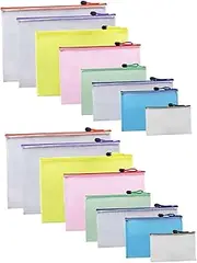 Operitacx 16pcs Mesh Zipper Pouch Bags Office Document Storage Pouches Mesh File Random Color