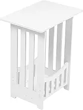Amosfun Mini Makeup Desk Over Bed Table Round Bedside Table Mirror Vanity Desk for Bedroom Small Space Furniture Decor