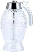 HUAWEIGZ Honey Dispenser - Clear - No Drip with Stand - Honey Jar & Syrup Dispenser - Sleek Silver Lid for Honey & Syrup