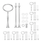 8 Set 3-Tier Cupcake Stand Hardware Fittings for Cake Stand, Oval Silver