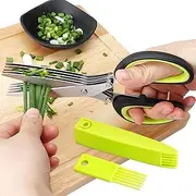 Cutter Scissors | 5 Layers Stainless Steel Cooking Shears, Dishwasher Safe Kitchen Gadget Green Shredding Shears Christmas for Onion Salad