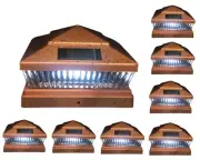 8 Pcs Copper Solar Garden Outdoor Cap Post Light 4x4 Plastic with 5 LED Bulbs