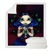 Cool Blue Haired Fairy Eyes of Absinthe Throw Blanket