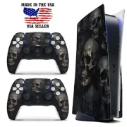 PS5 Disc Version Console & Controller Vinyl Skin Decal Wrap - Dark Skulls