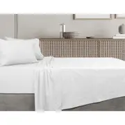 Algodon King Bed Fitted/Flat Sheet Set Bedding w/Pillowcases 300TC Cotton White