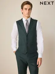 Green Regular Fit Donegal Suit Waistcoat (913121) | $107