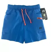 Russell Shorts Boys Small 6-7 Blue Cargo Dri Power Zipper Pocket Reflective NEW