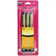 Sakura Pigma Micron Pen 0.45mm (05) Black Ink 3/Pk No Bleed Arts Craft Records