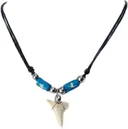 [Generic] Swimmi Genuine Mako Shark Tooth Necklace for Men Women Boy Girl with Seed Beads and Adjustable Waxed Cord Handmade Jewelry CA268, Shark Tooth, shark tooth