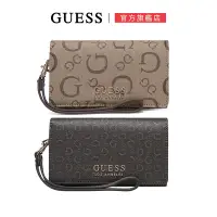 在飛比找Yahoo奇摩購物中心優惠-【GUESS】經典滿版LOGO手拿長夾-兩色可選