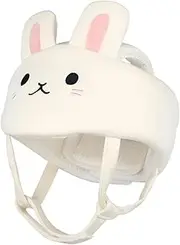 [Generic] Adjustable Baby Head Protection Hat,Breathable Mesh Design | Cute Bunny Pattern | Lightweight & Safe for 6-24 Months White