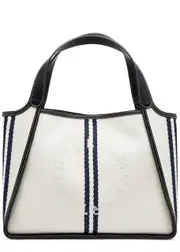 Stella Mccartney Logo Ryder Striped Canvas Tote - White And Blue ONE SIZE