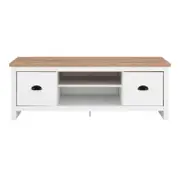 Ari Modern 2-Drawer Small TV Stand Entertainment Unit - Oak & White