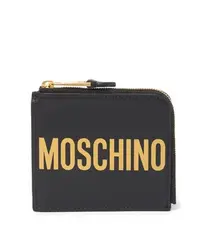 在飛比找Yahoo!奇摩拍賣優惠-【MOSCHINO】專櫃秒殺款 經典 LOGO 光滑牛皮拉鍊