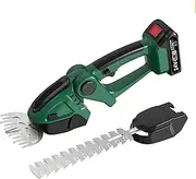 2-in-1 Cordless Hedge Trimmer & Grass Cutter, 24V Lightweight Handheld Grass Trimmer with 20000RPM Motor, 2 Interchangeable Blades and 2 1.5Ah Rechargeable Batteries for Garden Lawns & Landscaping