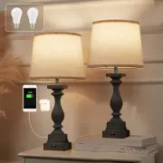 Upgraded Touch Lamps for Bedroom Set of 2,Bed-Side Table Lamps with 2 USB