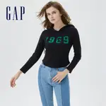 GAP 女裝 羅紋坑條紋理長袖帽T-黑色(598223)