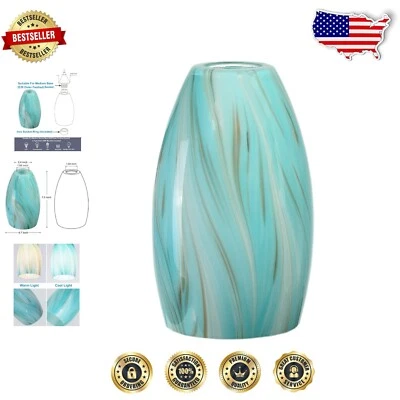 Unique Modern Glass Lamp Shade Replacement - Aqua Oval Shape for Pendant Lights