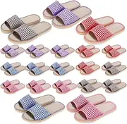 15 Pairs House Slippers Disposable House Slippers for Guests Breathable Open Toe Indoor Slipper Spa Slipper for Home Bedroom Hotel Travel, 6 Large Size and 9 Medium Size