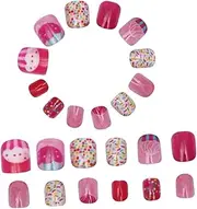 Healvian 's Halloween Nails 24pcs Press on Nail Kit Diy Nail Art for Children Manicure Set
