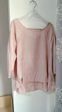 在飛比找Yahoo!奇摩拍賣優惠-全新吊牌在專櫃品牌Bear Two甜粉色棉質柔軟舒適上衣前短