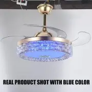 42" Smart Crystal Chandelier Bluetooth 7-Color LED Light Invisible Ceiling Fans