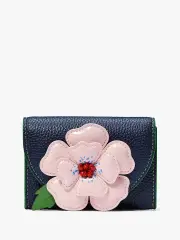 In The Garden Floral Applique Flap Card Case