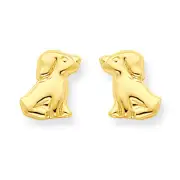 14K Yellow Gold Puppy Dog Stud Earrings Push Back Madi K Children's Jewelry