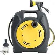 Water Pipe Storage Rack Portable Hose Reel Cart, Garden Water Pipe Hose Holder Rack, Outdoor Hosepipe Cart Organizer, Suitable for Most Types of Faucet, with 10M/32Ft Hose and 7 Pattern Nozz