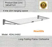 NewHills Long Folding Frame Clothesline 340x67x31 cm 6 Line 20m Hanging Space