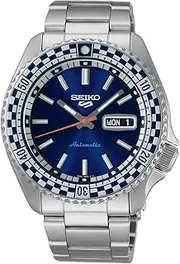 [SEIKO] 5 Sports Petrol Blue â€˜Checker Flagâ€™ Special Edition SRPK65K1, Silver, Retro
